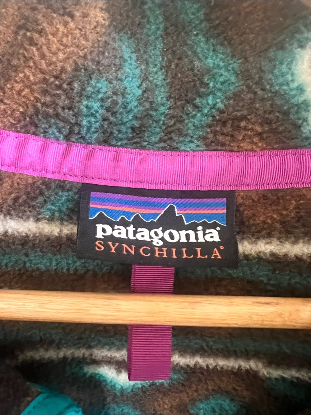Patagonia Teal-Trim Aztec Fleece Snap-T Pullover - Picture 2 of 5